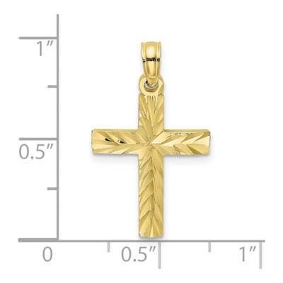 10K Yellow Gold Diamond-Cut Block Cross Charm – view 4