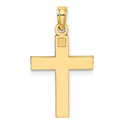 10K Yellow Gold Diamond-Cut Block Cross Charm – view 5