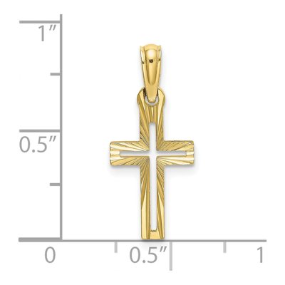 10K Yellow Gold Diamond-Cut Cross Pendant – view 4