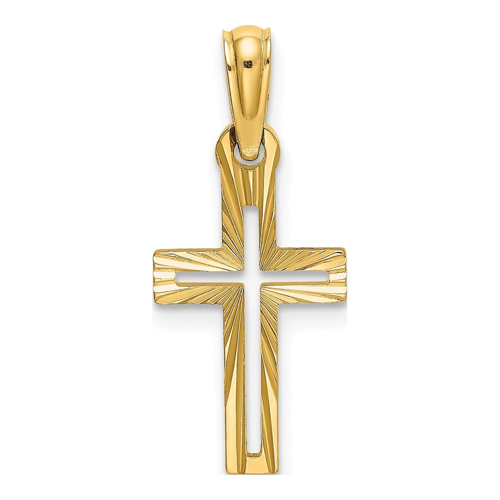 10K Yellow Gold Diamond-Cut Cross Pendant