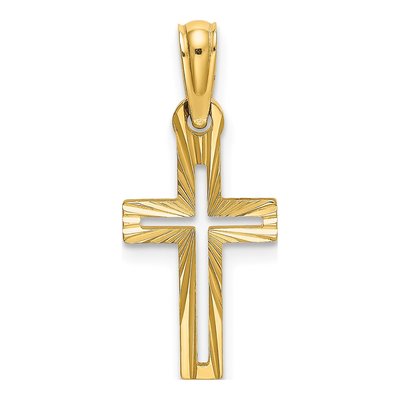 10K Yellow Gold Diamond-Cut Cross Pendant