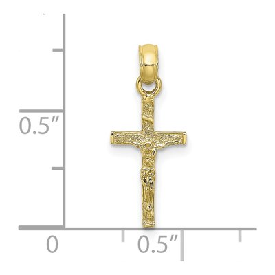 10K Yellow Gold Mini Crucifix Pendant – view 4