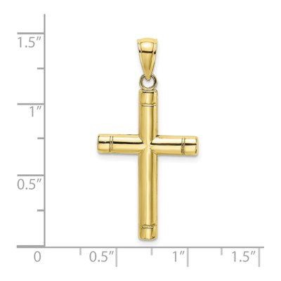 10K Yellow Gold Tubular Cross Pendant – view 4