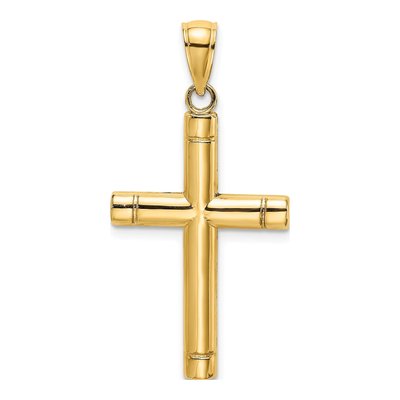 10K Yellow Gold Tubular Cross Pendant