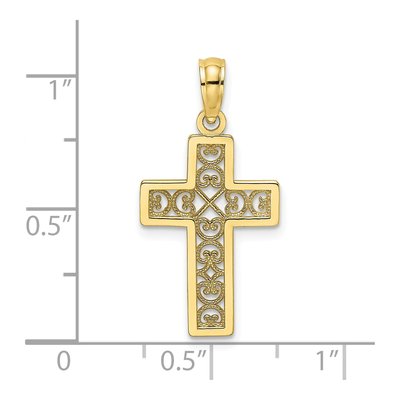 10K Yellow Gold Filigree Cross Pendant – view 5