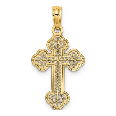 10K Yellow Gold Lace Cross Pendant – view 4