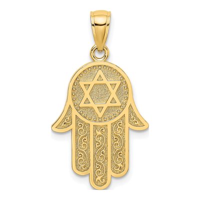 10K Yellow Gold Hamsa Star of David Charm