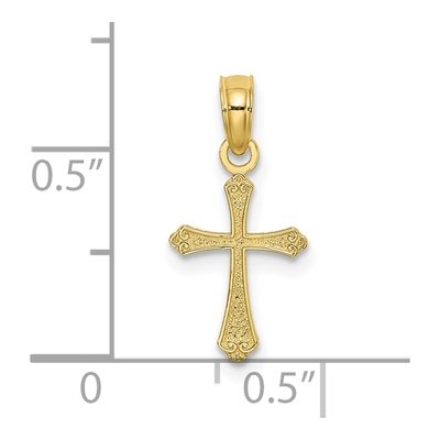 10K Yellow Gold Mini Textured Cross Charm – view 4