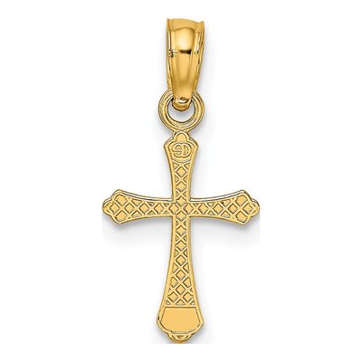 10K Yellow Gold Mini Textured Cross Charm – view 5