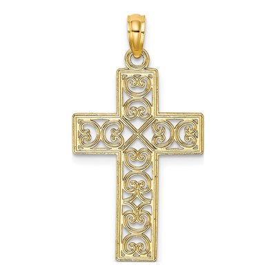 10K Yellow Gold Filigree Cross Pendant – view 4