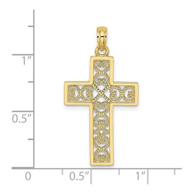 10K Yellow Gold Filigree Cross Pendant – view 5