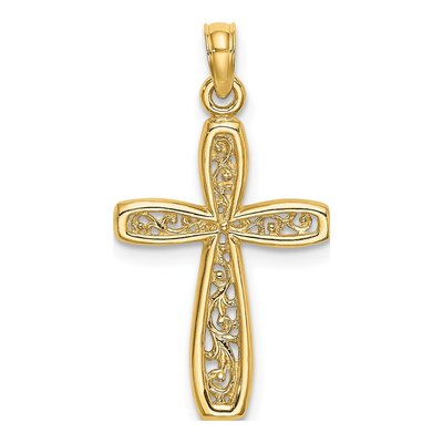 10K Yellow Gold Filigree Cross Pendant