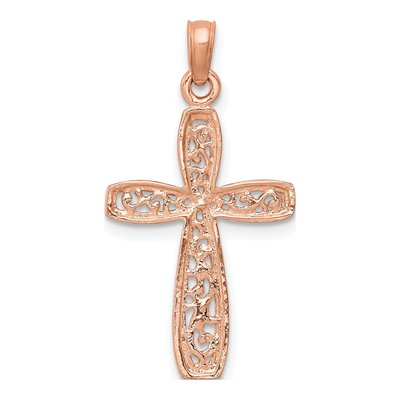 10K Rose Gold Filigree Cross Pendant – view 5
