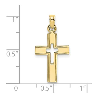 10K Yellow Gold Cut-Out Cross Pendant – view 4