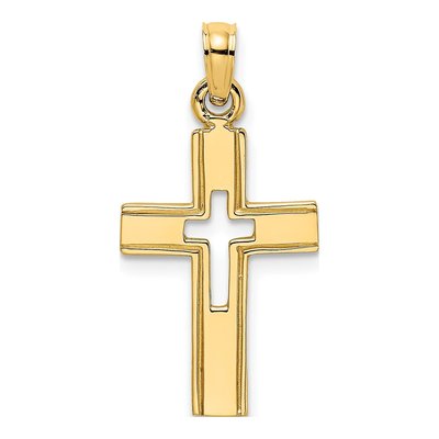 10K Yellow Gold Cut-Out Cross Pendant
