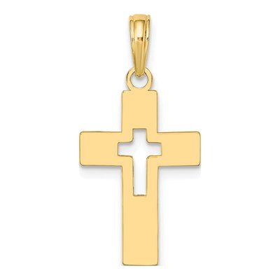 10K Yellow Gold Cut-Out Cross Pendant