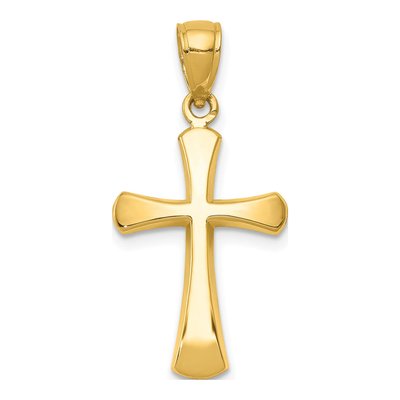 10K Yellow Gold Beveled Cross Charm