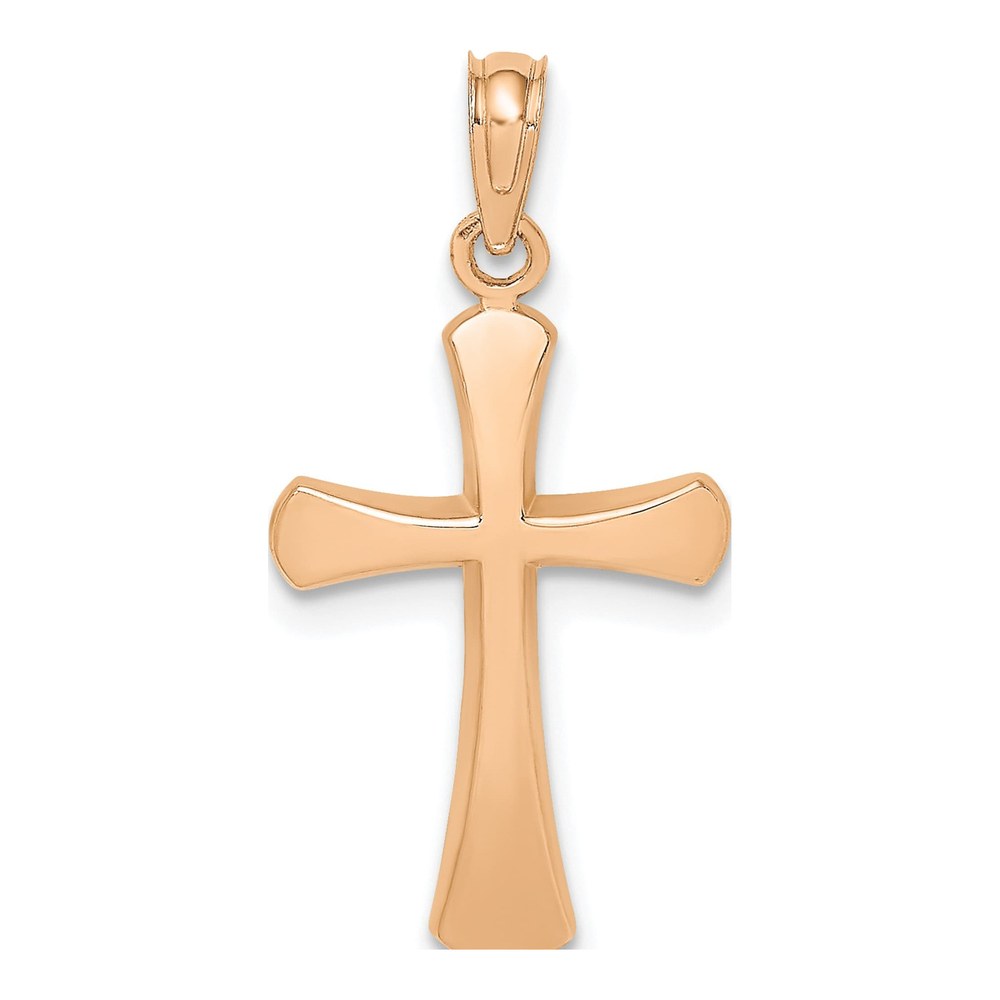 10K Rose Gold Beveled Cross Pendant