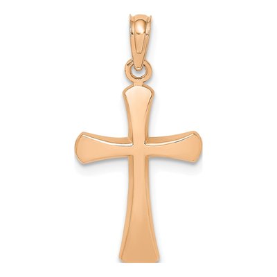 10K Rose Gold Beveled Cross Pendant