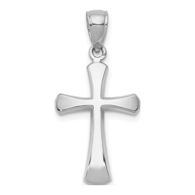 10K White Gold Beveled Cross Pendant