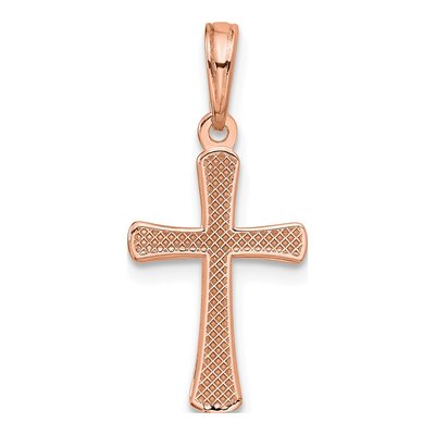 10K Rose Gold Beveled Cross Pendant – view 4