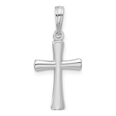 10K White Gold Beveled Cross Pendant