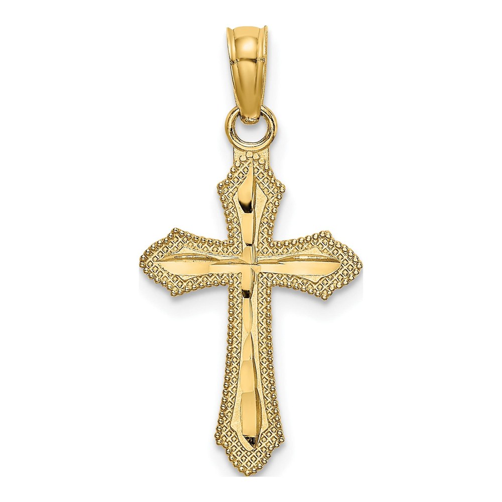 10K Yellow Gold Diamond-Cut Cross Charm Pendant