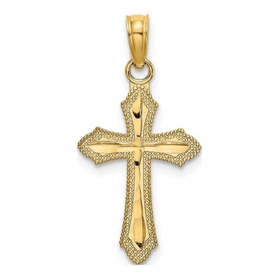 10K Yellow Gold Diamond-Cut Cross Pendant