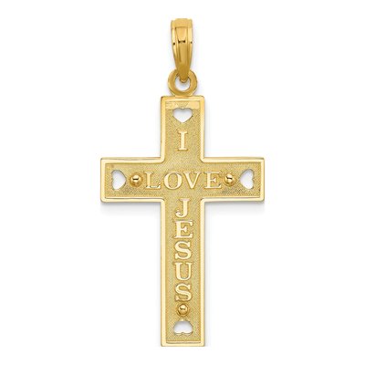 10K Yellow Gold I LOVE Jesus Cut-Out Heart Charm – view 5