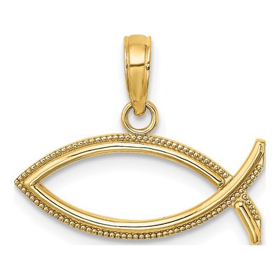 10K Yellow Gold Ichthus Fish Pendant