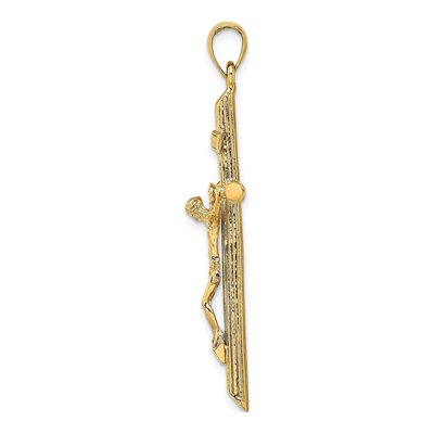 10K Yellow Gold Textured Crucifix Pendant – view 3