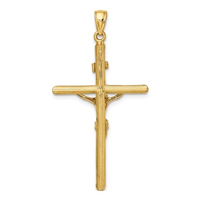 10K Yellow Gold Textured Crucifix Pendant – view 5