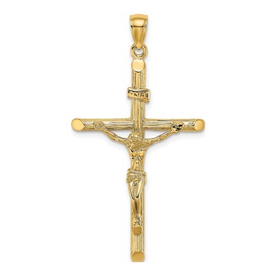 10K Yellow Gold Textured Crucifix Pendant