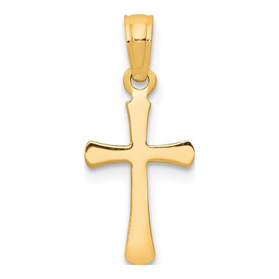 10K Yellow Gold Small Beveled Cross Charm – view 5
