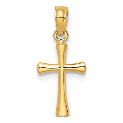 10K Yellow Gold Small Beveled Cross Charm