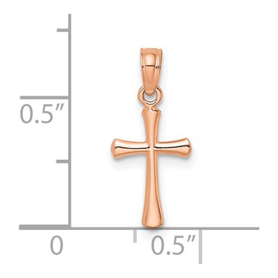 10K Rose Gold Small Beveled Cross Pendant – view 3