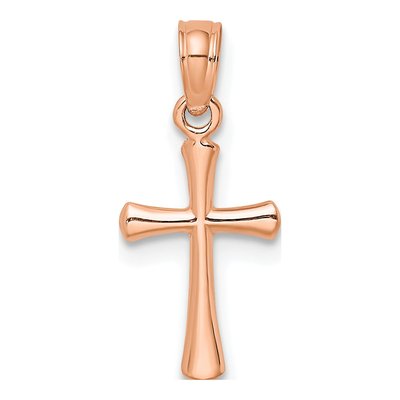 10K Rose Gold Small Beveled Cross Pendant
