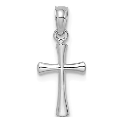 10K White Gold Small Beveled Cross Charm