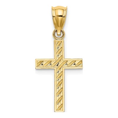 10K Yellow Gold Beaded Cross Pendant – view 5