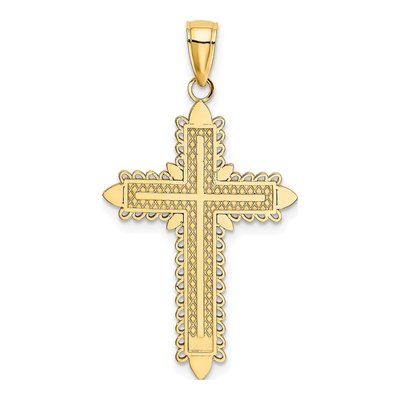 10K Yellow Gold Lace Border Cross Pendant – view 5