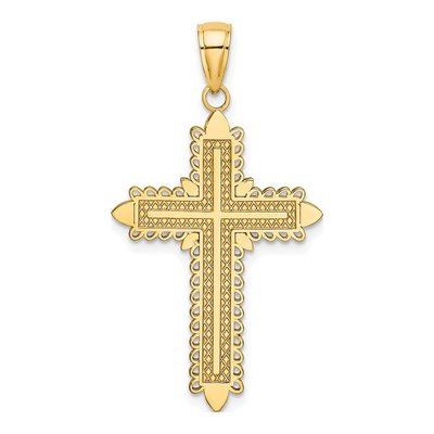 10K Yellow Gold Lace Border Cross Pendant