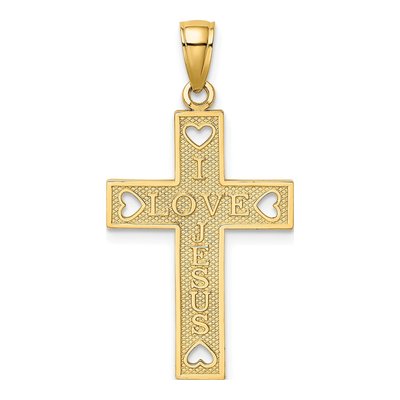 10K Yellow Gold I Love Jesus Cross Charm