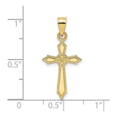 10K Yellow Gold Engraved Cross Pendant – view 4