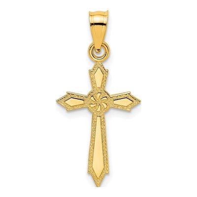 10K Yellow Gold Engraved Cross Pendant