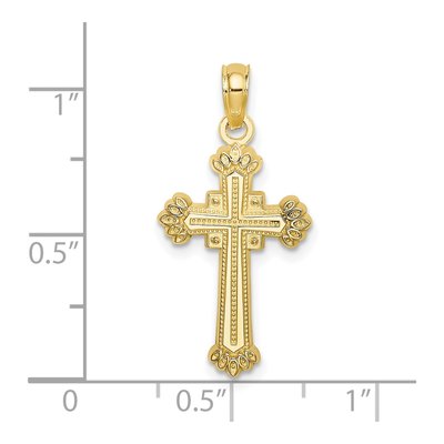 10K Yellow Gold Textured Leaf Cross Charm – view 3