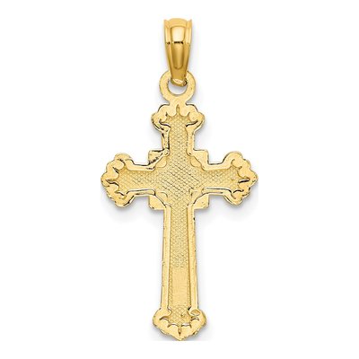 10K Yellow Gold Textured Leaf Cross Charm – view 4