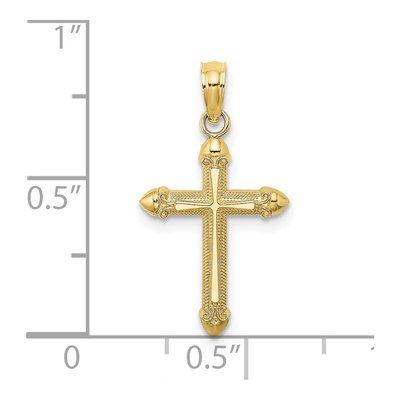 10K Yellow Gold Scroll Cross Pendant – view 4