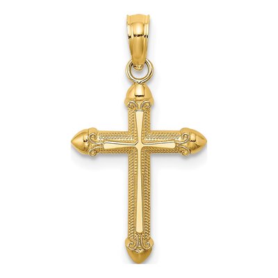 10K Yellow Gold Scroll Cross Pendant