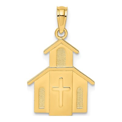 10K Yellow Gold Church Pendant
