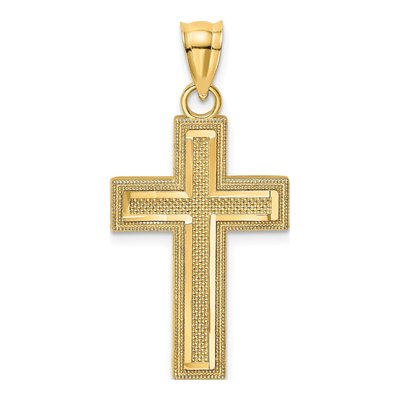 10K Yellow Gold Diamond-Cut Cross Charm